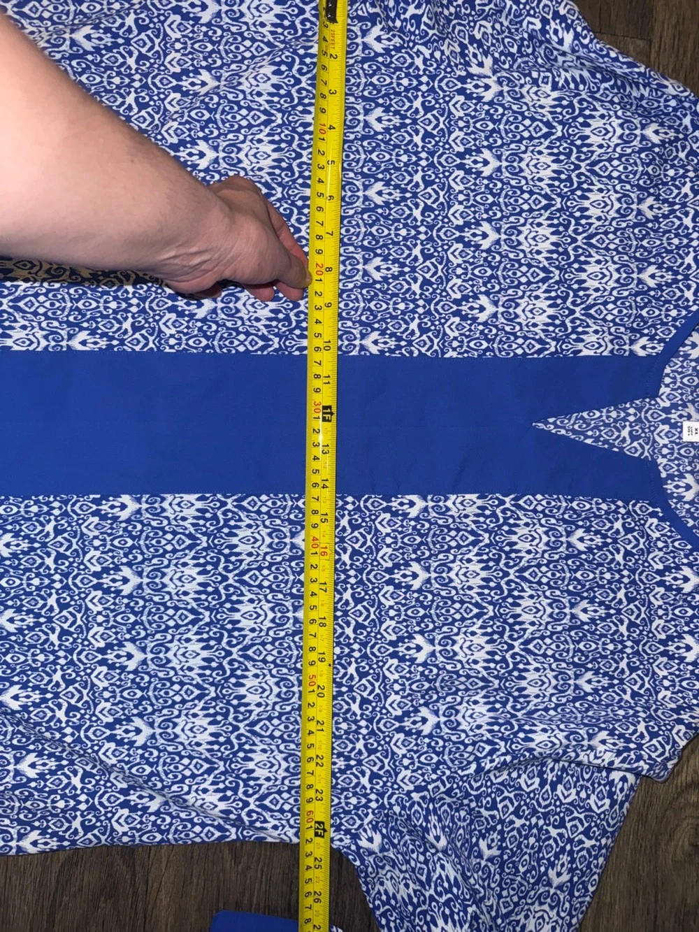 Blue and White Printed Tunic‎ 50 UPF sun protectant swim coverup